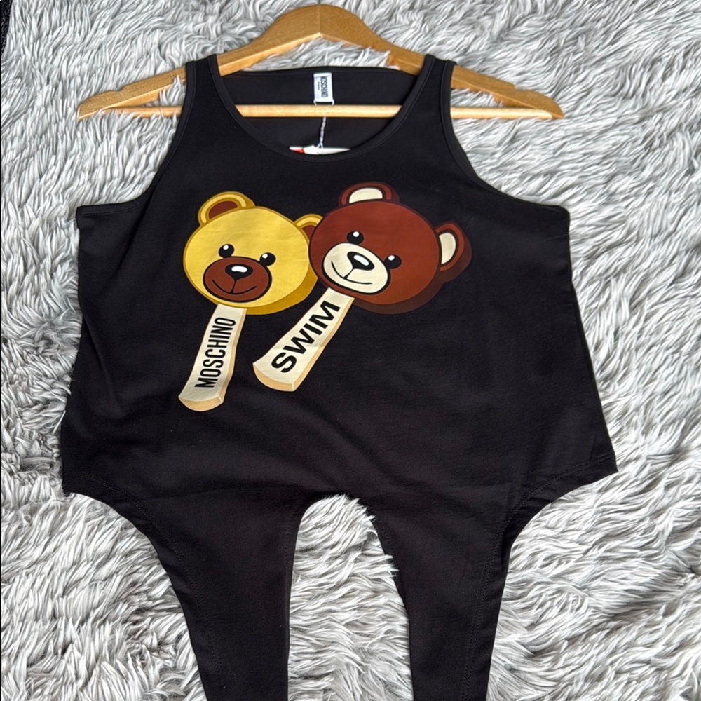 Moschino Black Tank with Bear Popsicle Design